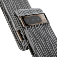 Stylish Tough Phone Case - Black and Gray Striped Design