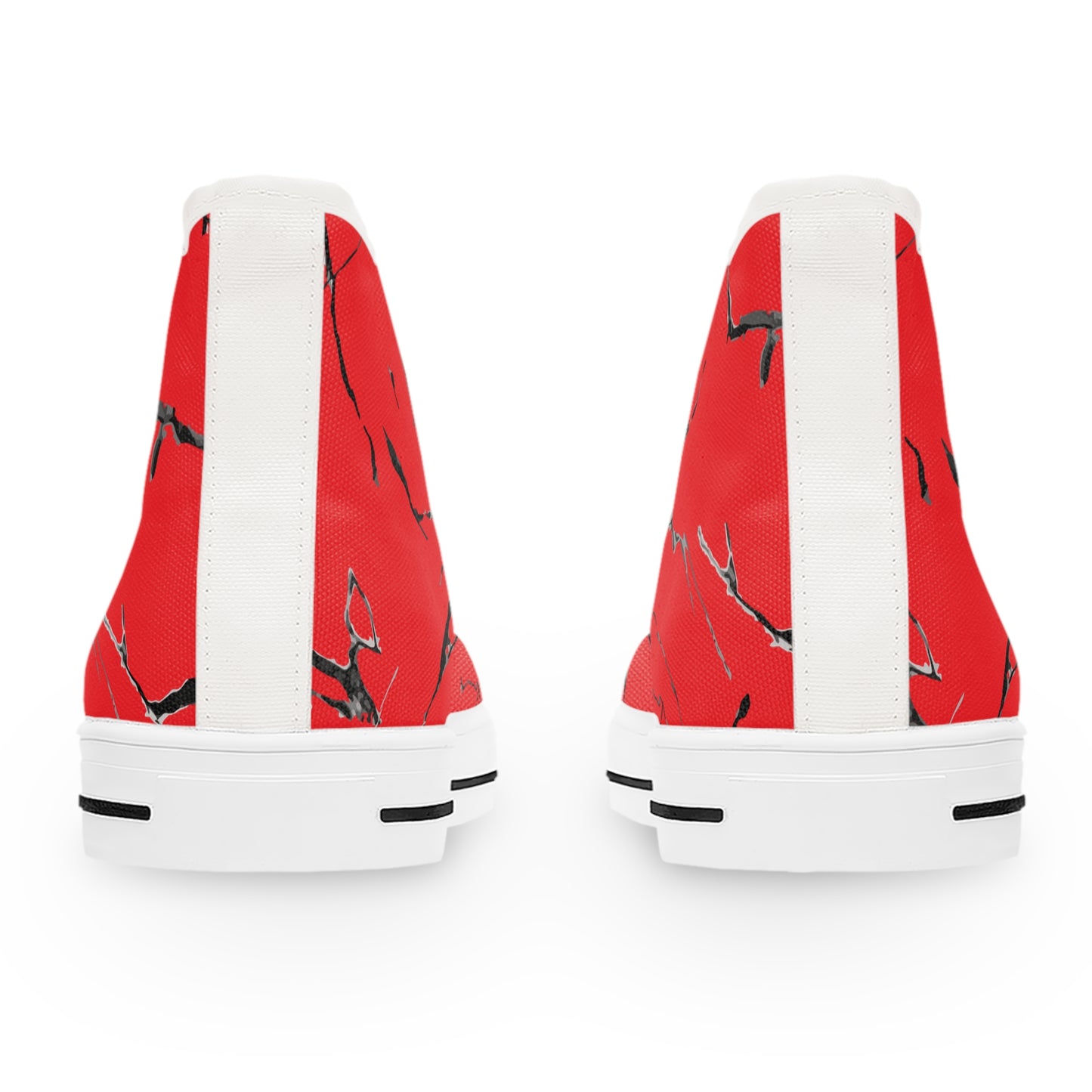 Stylish Women's High Top Sneakers - Red Marble Design