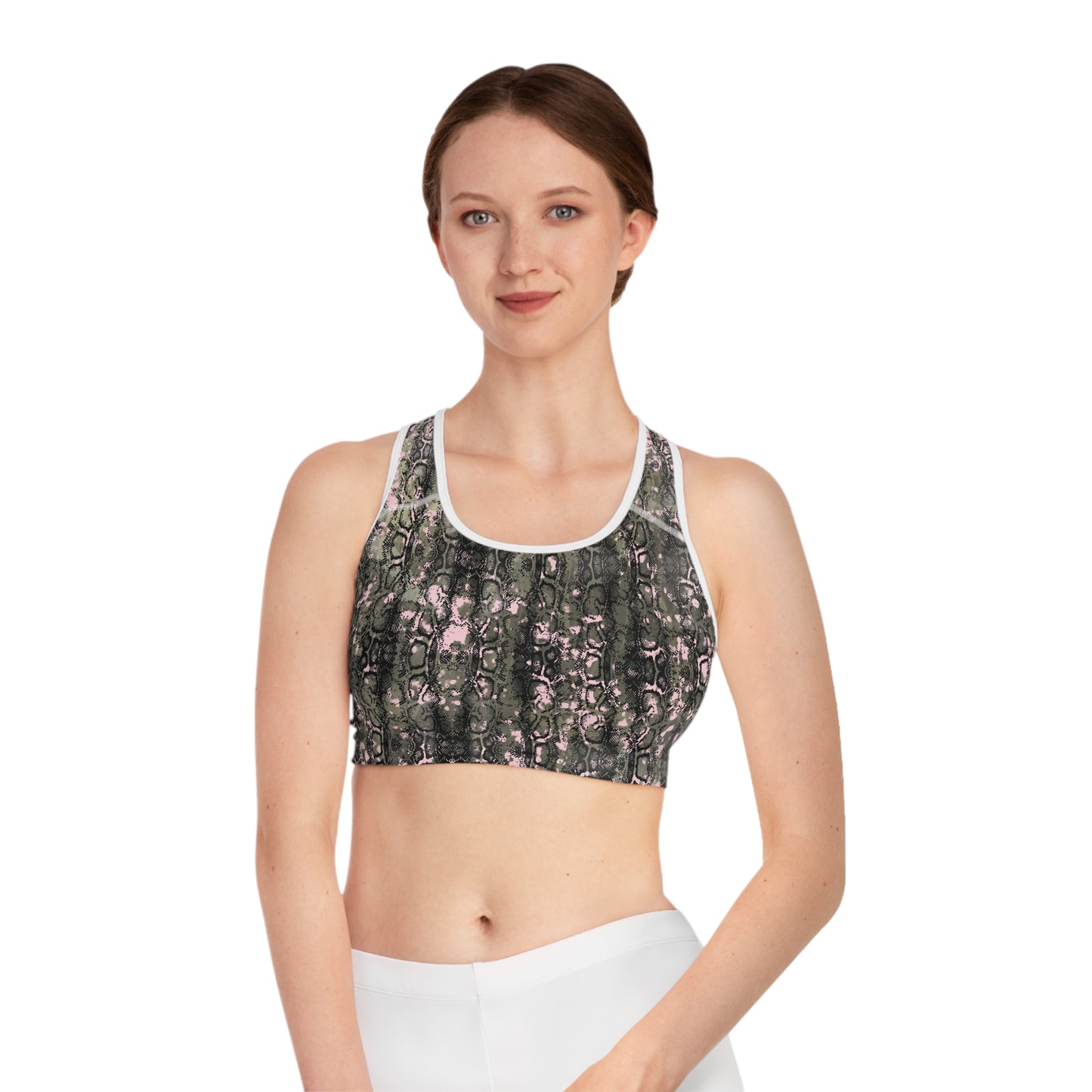 Stylish Snakeskin Print Sports Bra - Comfortable Activewear for Fitness Lovers