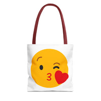 Emoji Kiss Tote Bag, Cute Gift for Friends, Love & Friendship, Reusable Shopping, Fun Casual Bag, Holiday Gifts