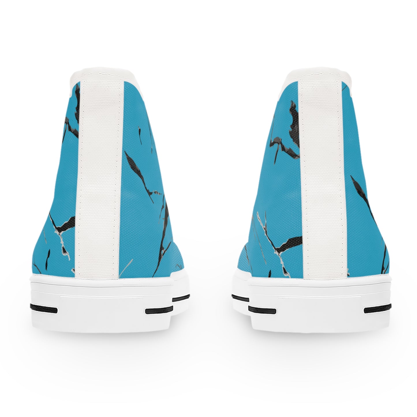 Stylish Women's High Top Sneakers - Blue Marble Design