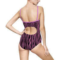 Fierce Pink Zebra One-Piece Swimsuit for Women - Stylish Poolside Essential