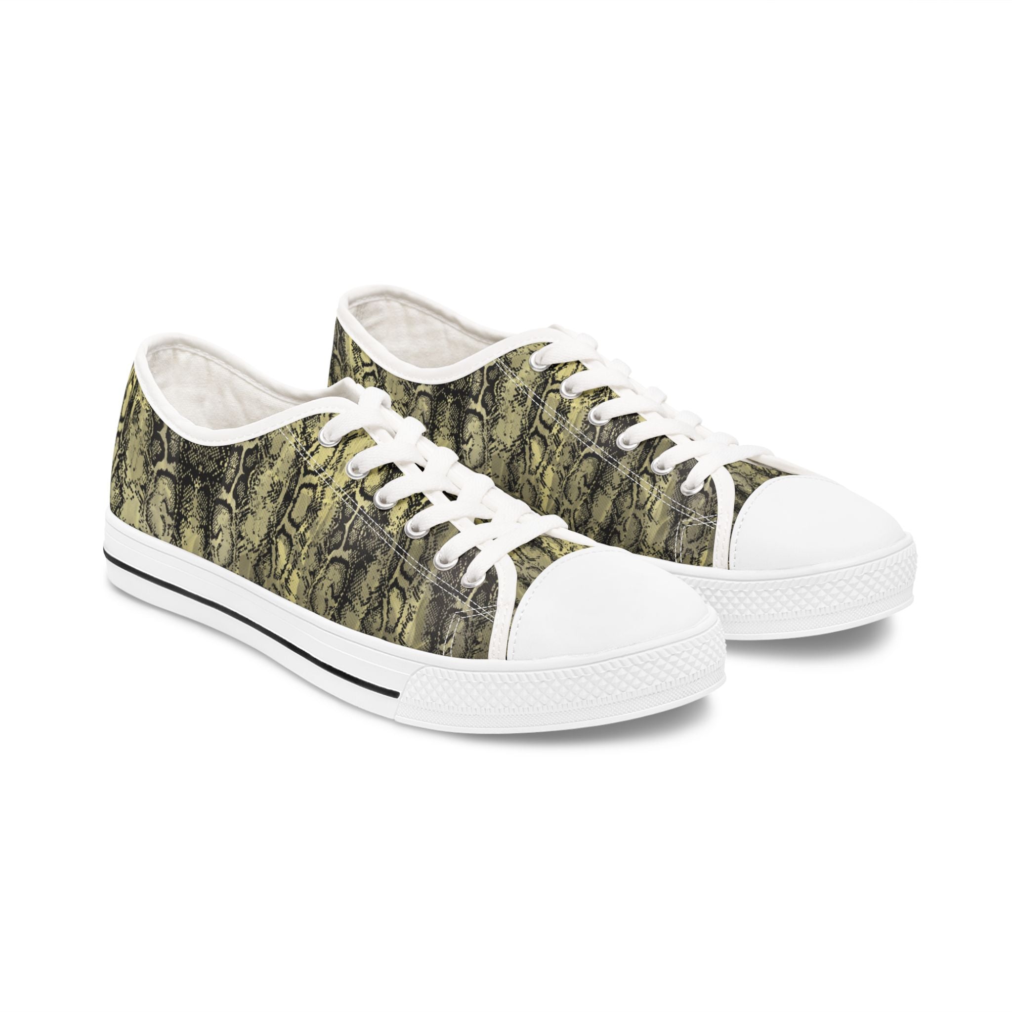 Stylish Women's Low Top Sneakers - Vintage Snake Print Casual Shoes