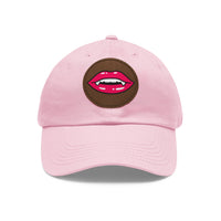 Hat for Men, Stylish Summer Dad Cap with Leather Patch, Trendy Bold Lip Design, Casual Baseball Hat, Fashionable Accessory