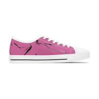 Stylish Pink Marble Low Top Sneakers for Women - Trendy Casual Footwear