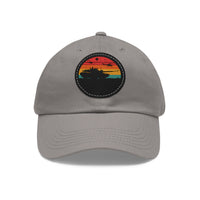 Retro Sunset Dad Hat with Leather Patch