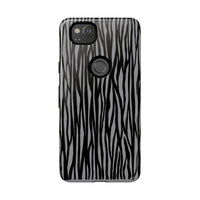 Stylish Tough Phone Case - Black and Gray Striped Design