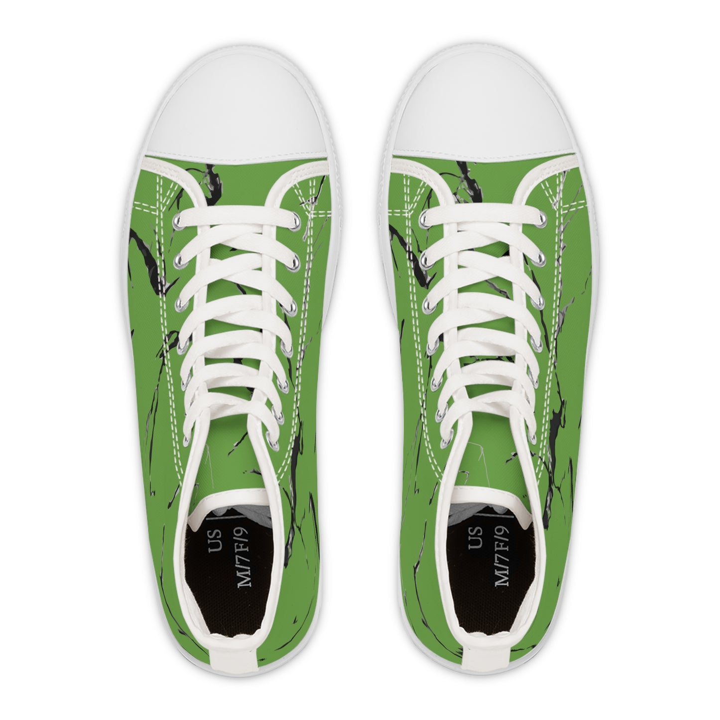 Stylish Green High Top Sneakers with Abstract Design