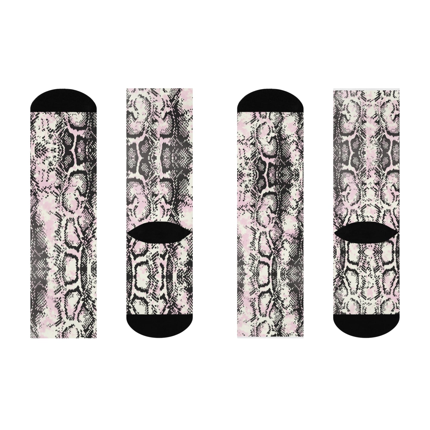 Stylish Snake Print Cushioned Crew Socks - Perfect for Everyday Comfort