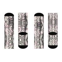 Stylish Snake Print Cushioned Crew Socks - Perfect for Everyday Comfort