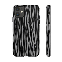 Stylish Tough Phone Case - Black and Gray Striped Design
