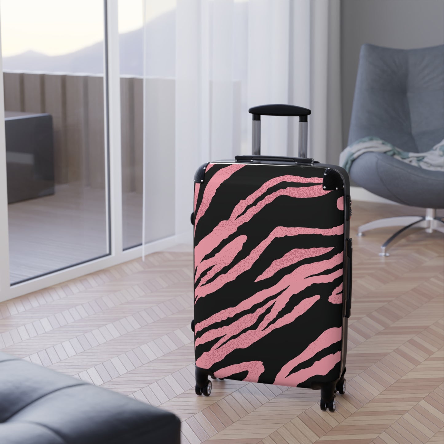 Wild Pink Zebra Pattern Suitcase – Stylish Travel Luggage for Fashion-Forward Adventurers