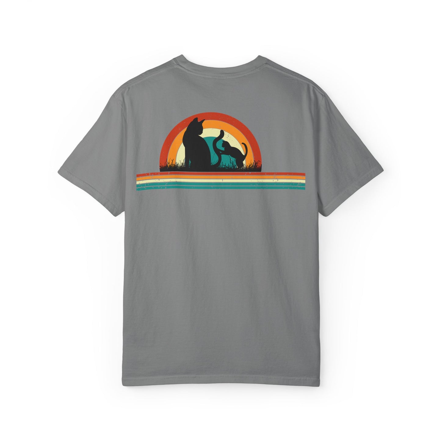 Unisex Cat & Dog Sunset Graphic T-Shirt - Casual Animal Lover Tee