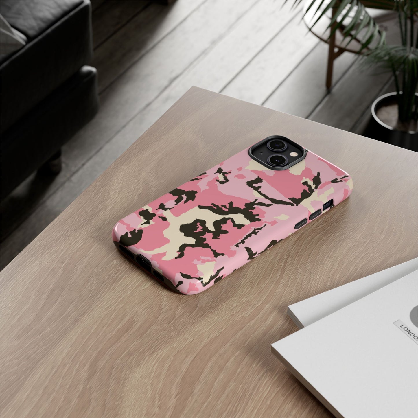 Stylish Tough Phone Case – Pink Camo Design for Bold Protection  Make a statement while keeping your phone safe with this eye-catching pink camouflage case that blends fashion with durability.