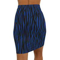 Blue Tiger Stripe Women's Midi Pencil Skirt - Stylish and Chic for Every Occasion