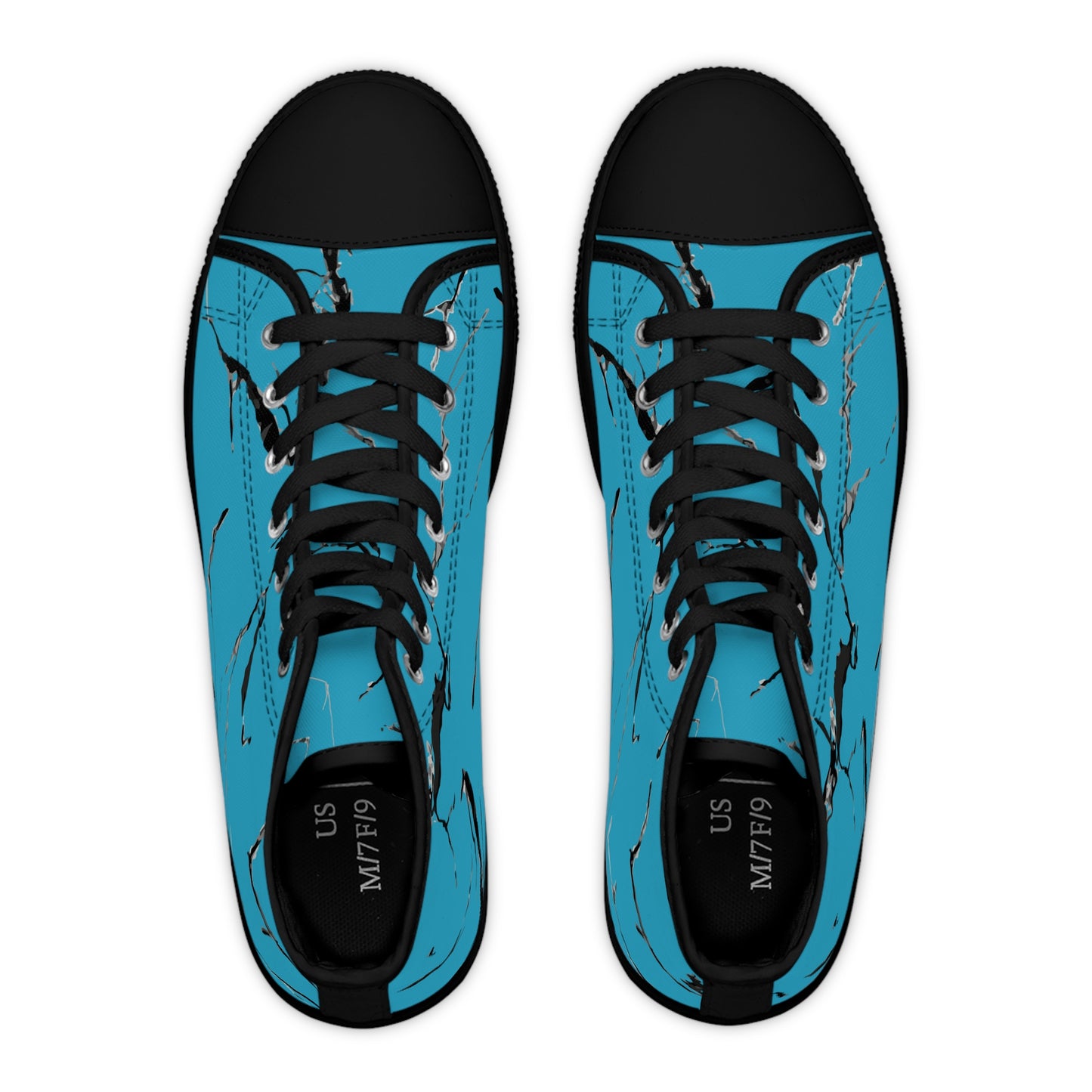 Stylish Women's High Top Sneakers - Blue Marble Design