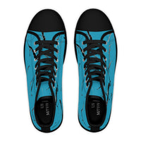 Stylish Women's High Top Sneakers - Blue Marble Design