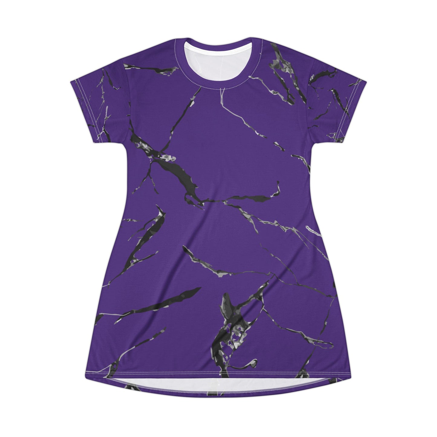 Chic Purple Marble T-Shirt Dress, Casual Summer Wear, Stylish Lounge Dress, Gift for Her, Trendy Everyday Dress