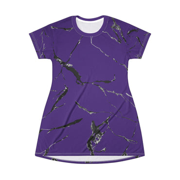 Chic Purple Marble T-Shirt Dress, Casual Summer Wear, Stylish Lounge Dress, Gift for Her, Trendy Everyday Dress