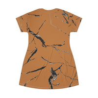 Chic Marble Print T-Shirt Dress - Stylish Casual Wear, Everyday Dress, Summer Fashion, Unique Gift, Graphic Tee Dress