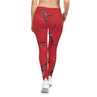 Chic Abstract Red Leggings for Women, Stylish Workout Pants, Fashion Activewear, Fitness Leggings, Red Marble Design, Casual Comfort