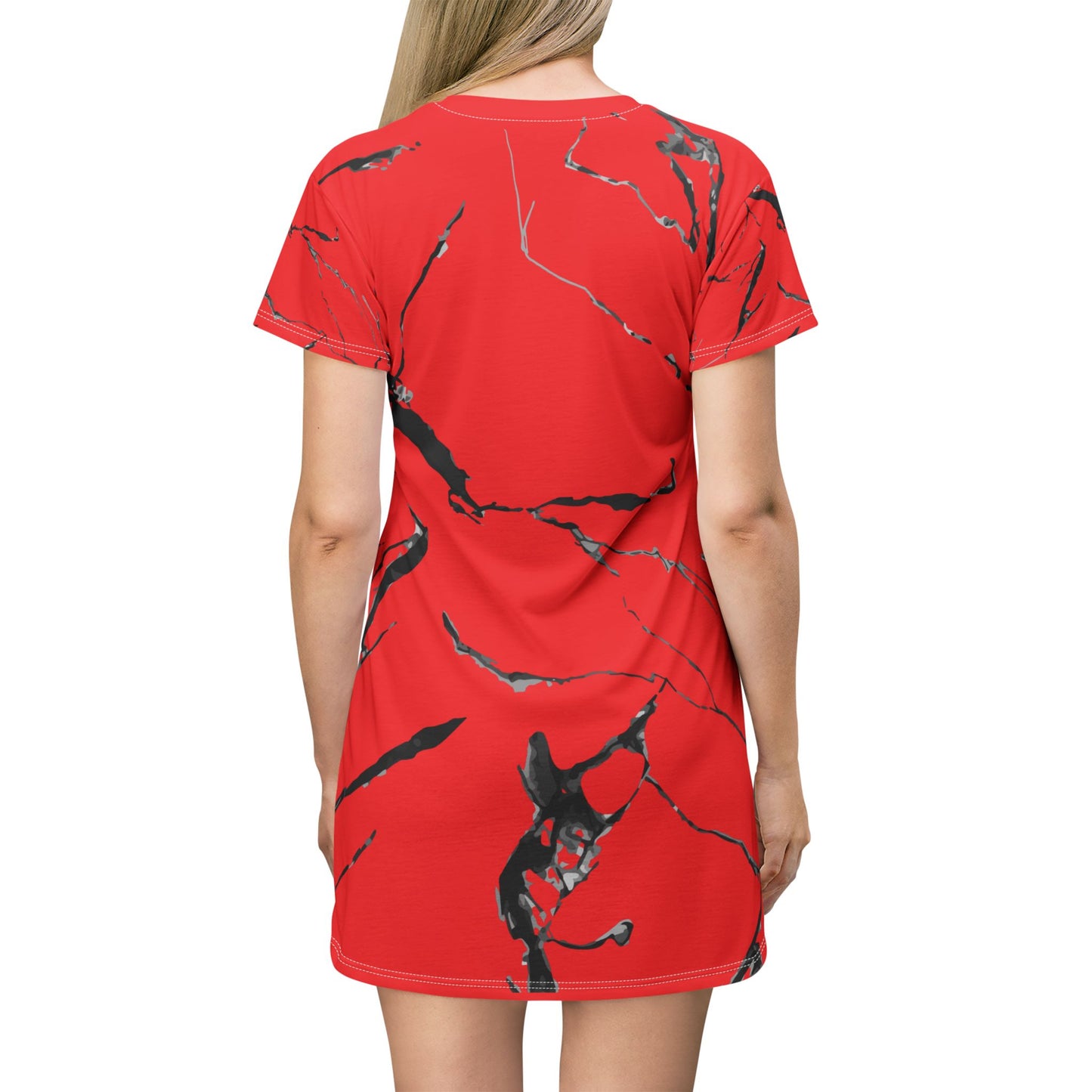 Bold Marble Print T-Shirt Dress, Casual Chic Wear, Summer Fashion, Bohemian Style, Statement Dress for Everyday