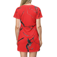 Bold Marble Print T-Shirt Dress, Casual Chic Wear, Summer Fashion, Bohemian Style, Statement Dress for Everyday