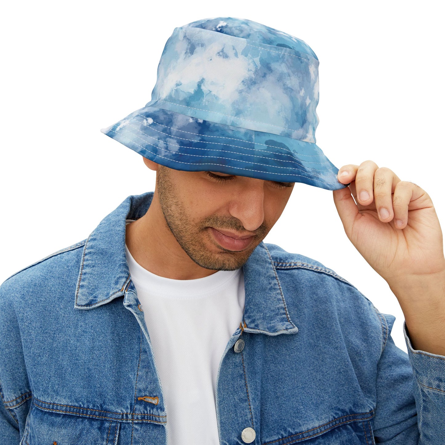 Sky Blue Cloud Print Bucket Hat - Stylish Summer Accessory for Outdoor Adventures