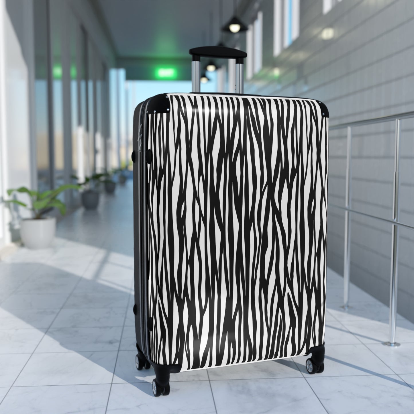 Modern Zebra Print Suitcase - Stylish Luggage for Travel Enthusiasts