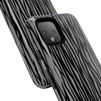 Stylish Tough Phone Case - Black and Gray Striped Design
