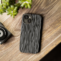 Stylish Tough Phone Case - Black and Gray Striped Design
