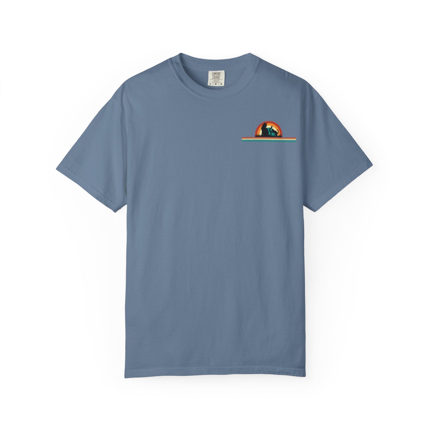 Unisex Cat & Dog Sunset Graphic T-Shirt - Casual Animal Lover Tee