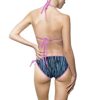 Blue Zebra Print Women's Bikini Swimsuit - Stylish Beachwear for Pool Parties