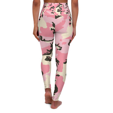Stylish High Waisted Yoga Leggings - Pink Camouflage Design for Active Lifestyles