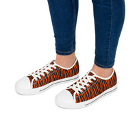 Fierce Fashion Women's Low Top Sneakers - Trendy Tiger Stripe Sneakers, Casual Wear, Gift for Animal Lovers, Statement Shoes, Summer Style