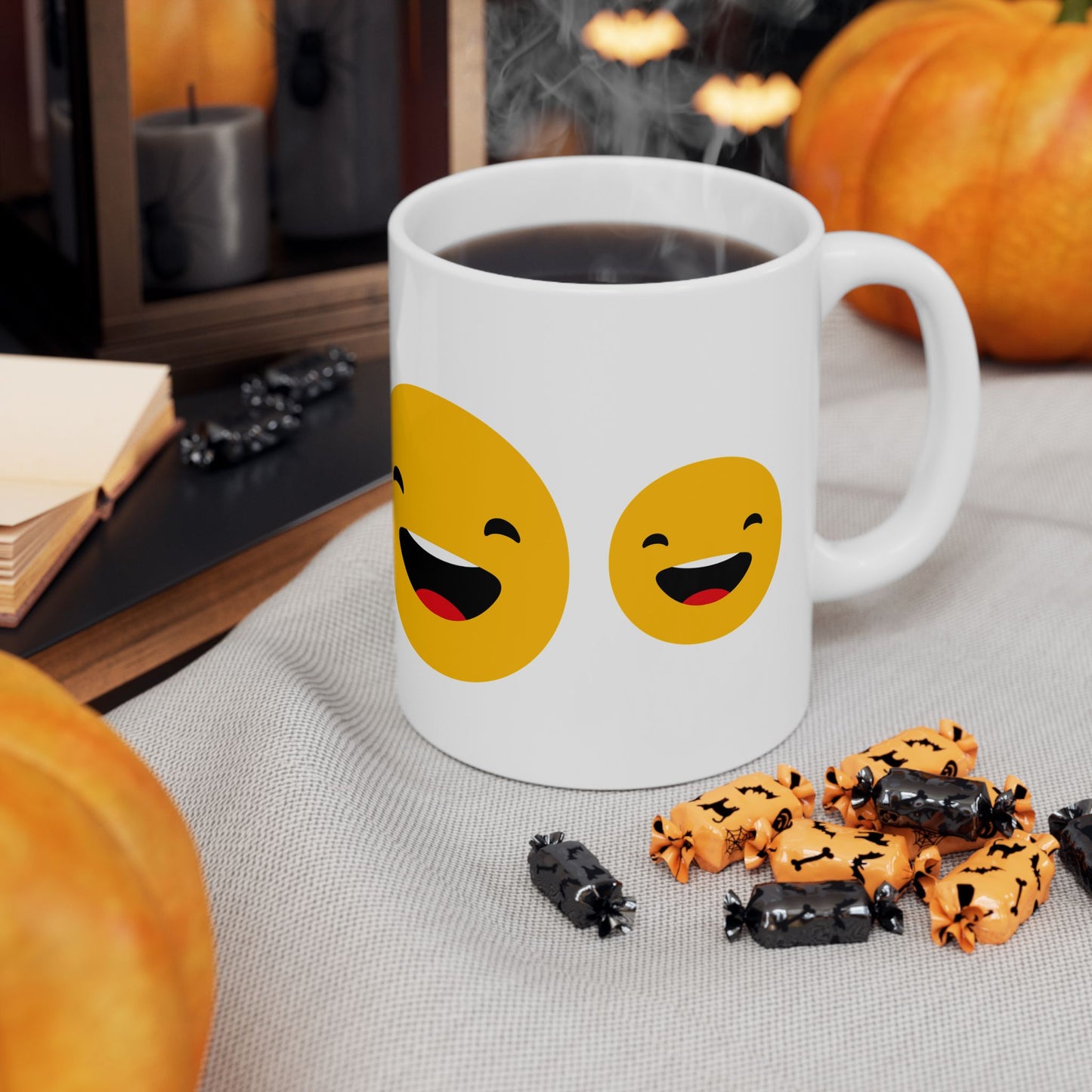 Smiley Face Ceramic Mug - 11oz & 15oz | Fun Coffee Mug for Happiness Lovers