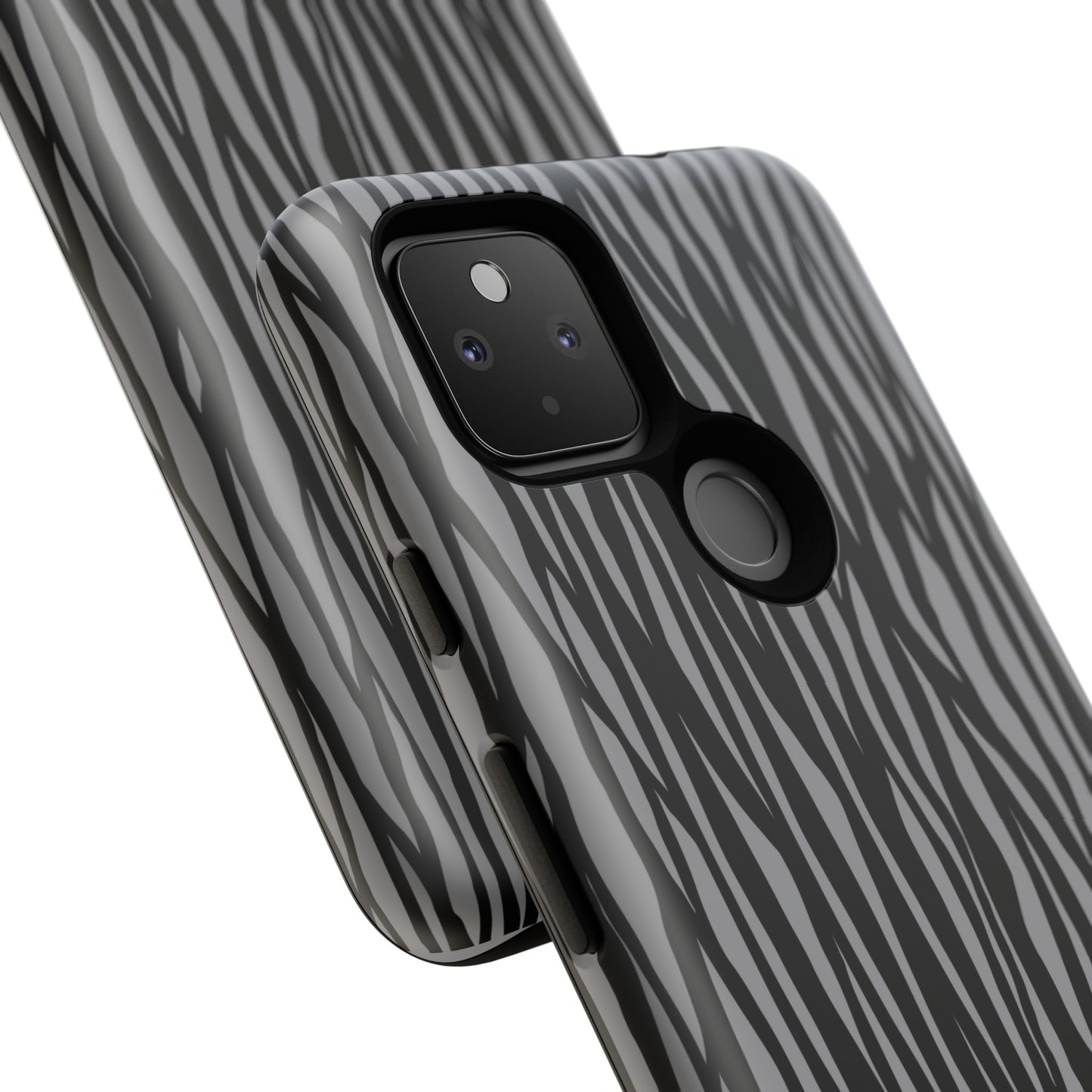Stylish Tough Phone Case - Black and Gray Striped Design