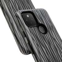 Stylish Tough Phone Case - Black and Gray Striped Design