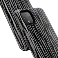 Stylish Tough Phone Case - Black and Gray Striped Design