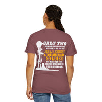Inspirational Unisex Garment-Dyed T-Shirt - Jesus Christ & American Soldier Design