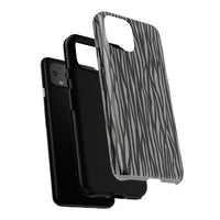 Stylish Tough Phone Case - Black and Gray Striped Design