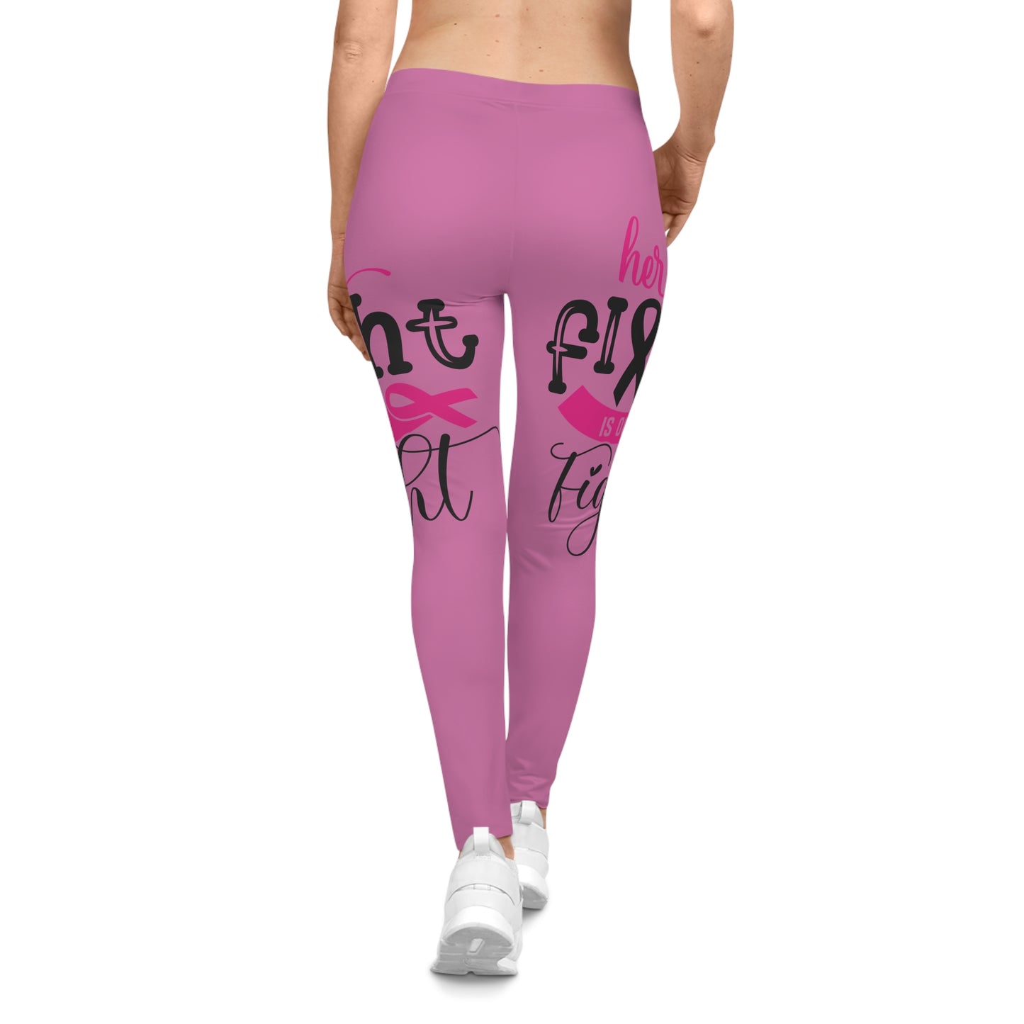 Pink Ribbon Cancer Awareness Leggings, Inspirational Workout Pants, Breast Cancer Support Gear, Fitness Apparel, Casual Activewear