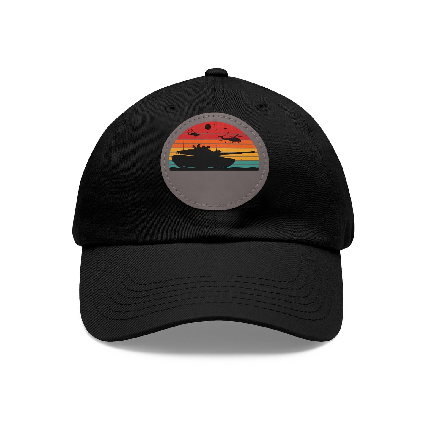 Retro Sunset Dad Hat with Leather Patch