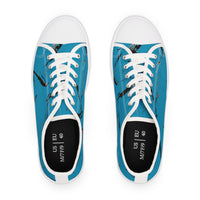 Stylish Women's Low Top Sneakers with Blue Abstract Design