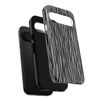 Stylish Tough Phone Case - Black and Gray Striped Design