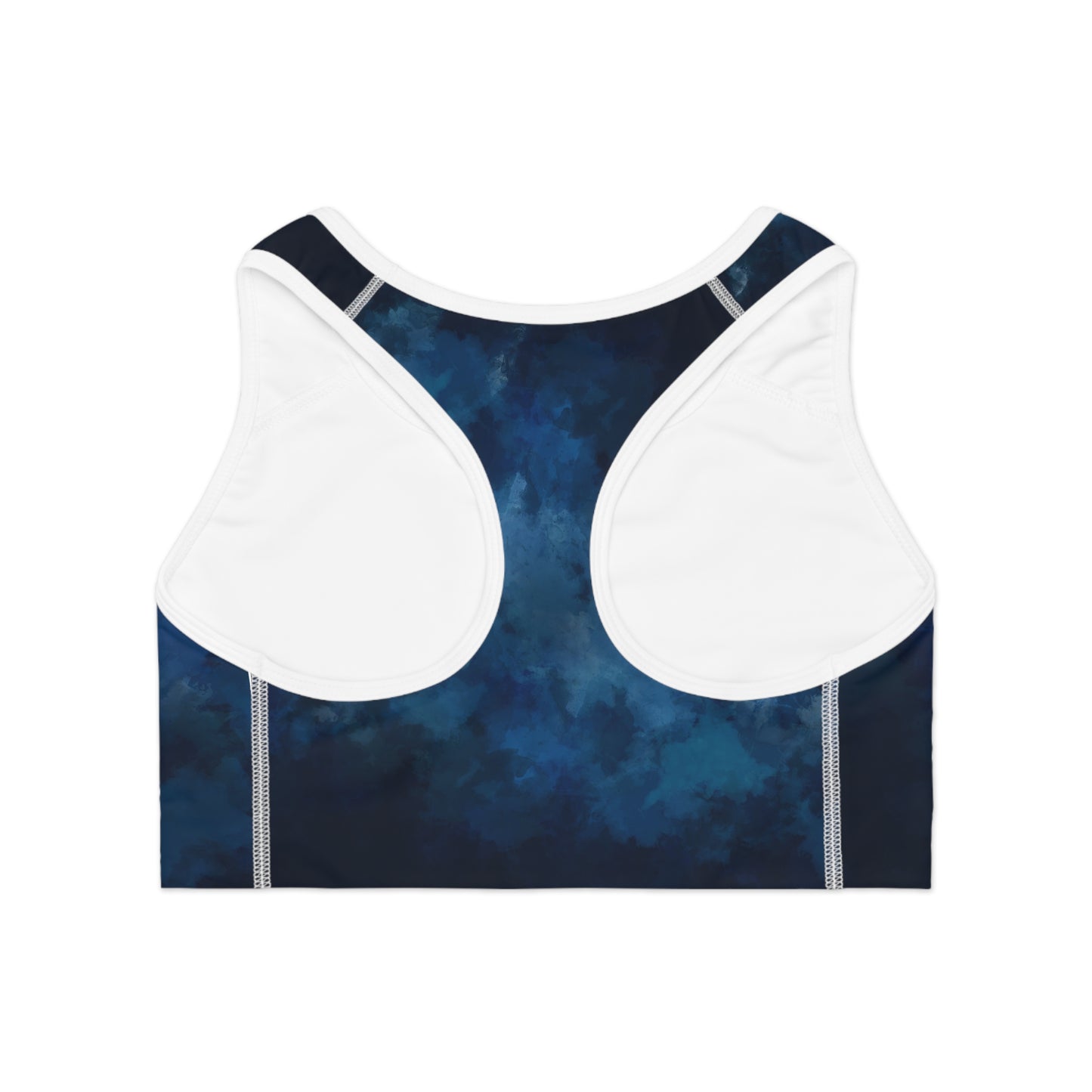 Ocean Wave Sports Bra - Soft Blue Abstract Design for Yoga and Workout