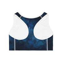 Ocean Wave Sports Bra - Soft Blue Abstract Design for Yoga and Workout