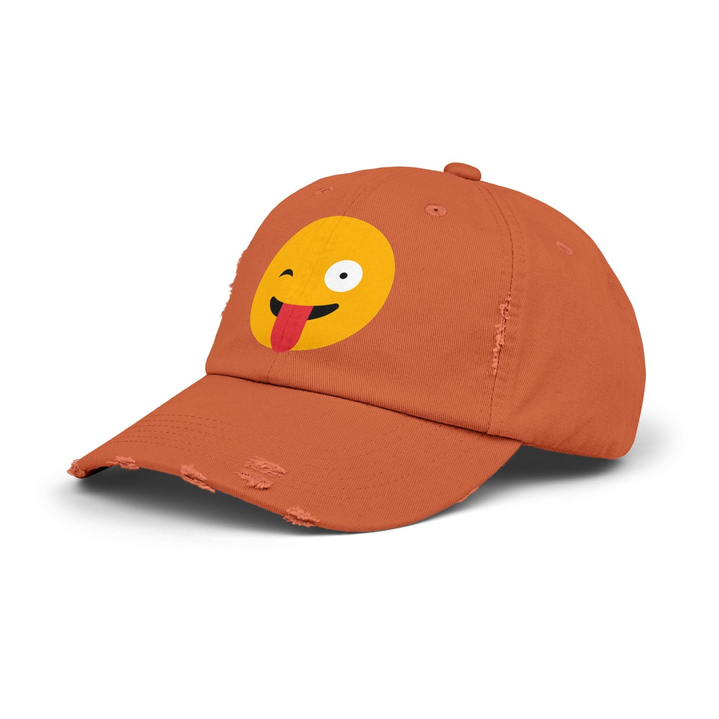 Funny Emoji Distressed Cap for Casual Wear