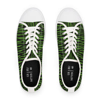 Eco-Friendly Green Zebra Print Low Top Sneakers for Women