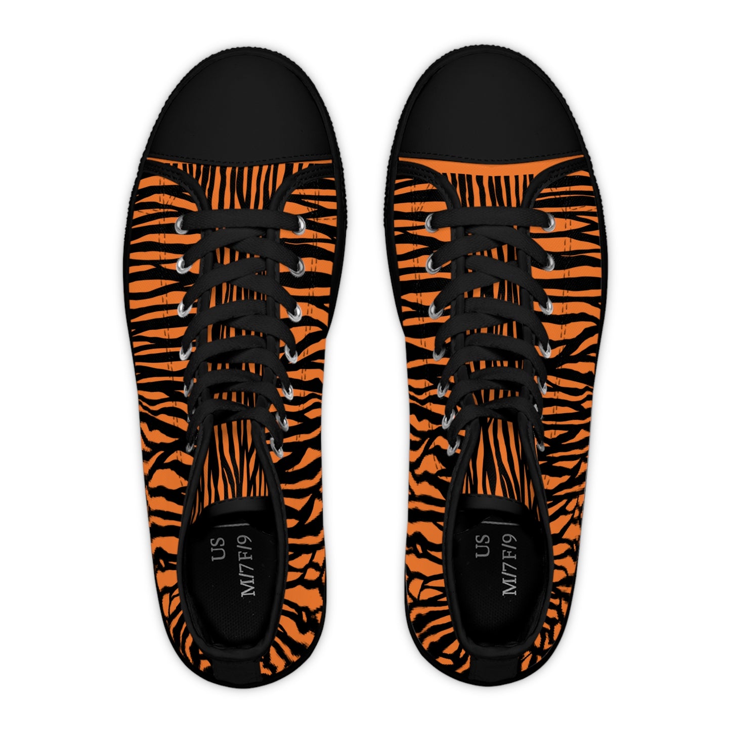Wild Style Women's High Top Sneakers - Orange Tiger Print